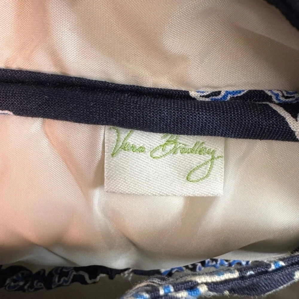 Vera Bradley Quilted Cotton Cosmetic Bag Navy Blue Paisley Travel Toiletry Case